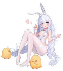 Rule 34 | + +, 1girl, absurdres, animal ear fluff, animal ears, artist name, ass, azur lane, blue eyes, braid, breast curtains, breasts, choker, crotchless, crotchless pantyhose, fake animal ears, full body, heart, high heels, highres, le malin (azur lane), le malin (listless lapin) (azur lane), leotard, long hair, looking at viewer, low twin braids, manjuu (azur lane), mungersky, o-ring, o-ring choker, official alternate costume, pantyhose, playboy bunny, rabbit ears, shoes, simple background, sitting, small breasts, twin braids, very long hair, white background, white footwear, white leotard, white pantyhose, wrist cuffs