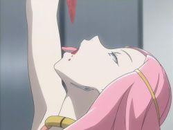 Rule 34 | 00s, 1girl, anemone (eureka seven), animated, animated gif, arm up, bones (company), catching, catching food, collar, dress, eating, eureka seven, eureka seven (series), face, female focus, food, food on face, from side, hand on own face, head back, indoors, jam, licking, licking another&#039;s face, licking own face, long hair, looking at viewer, naughty face, pink hair, purple eyes, red trim, sidelocks, solo, strawberry jam, tongue, tongue out, wiping, wiping face
