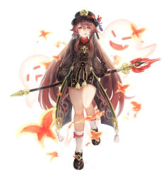 Rule 34 | 1girl, :q, black footwear, black hat, black shorts, boo tao (genshin impact), brown coat, brown hair, closed mouth, coat, commentary request, flower, flower-shaped pupils, full body, genshin impact, hat, hat flower, hat tassel, highres, holding, holding staff, hu tao (genshin impact), long hair, long sleeves, looking at viewer, low twintails, pink eyes, plum blossoms, porkpie hat, shorts, simple background, socks, solo, staff, standing, standing on one leg, straight-on, suke omi, symbol-shaped pupils, tongue, tongue out, twintails, white background, white socks