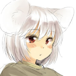 Rule 34 | 1girl, animal ear fluff, animal ears, blush, female focus, mouse ears, nazrin, portrait, red eyes, short hair, simple background, solo, touhou, upper body, white background, yudepii