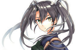 Rule 34 | 10s, 1girl, green eyes, grey hair, hair ribbon, highres, kantai collection, long hair, looking at viewer, mitsu (tendou itsuki), muneate, open mouth, ribbon, simple background, solo, tears, twintails, white background, white ribbon, zuikaku (kancolle), zuikaku kai ni (kancolle)
