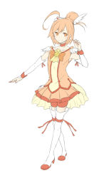 Rule 34 | 10s, 1girl, cure sunny, flat chest, hino akane (smile precure!), looking at viewer, magical girl, orange shorts, orange theme, precure, satsumi, short hair, shorts, simple background, skirt, smile, smile precure!, solo, white background