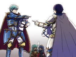 Rule 34 | aqua hair, armor, blue armor, blue eyes, blue hair, brother and sister, cape, chrom (fire emblem), closed eyes, eirika (fire emblem), ephraim (fire emblem), father and daughter, fire emblem, fire emblem: the sacred stones, fire emblem awakening, fire emblem heroes, gloves, green eyes, green hair, horse, ikeimen, long hair, lucina (fire emblem), male focus, marvel, meme, nintendo, pointing, pointing at another, pointing spider-man (meme), polearm, short hair, siblings, smile, spear, spider-man (series), weapon