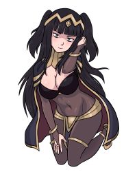 Rule 34 | 1girl, absurdres, black hair, blunt bangs, bodysuit, bracelet, breasts, bridal gauntlets, cape, circlet, cleavage, covered navel, fire emblem, fire emblem awakening, highres, jewelry, long hair, nintendo, short twintails, solo, tharja (fire emblem), thigh strap, transparent background, twintails