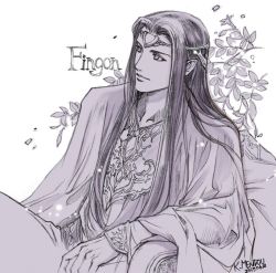 Rule 34 | 1boy, bracer, branch, character name, closed mouth, dated, fingon, kazuki-mendou, tolkien&#039;s legendarium, long sleeves, male focus, monochrome, pointy ears, signature, simple background, sitting, smile, solo, the silmarillion, white background