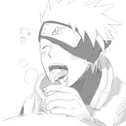 Rule 34 | 2boys, aftersex, blush, cum, cum in mouth, fellatio, hatake kakashi, licking, male focus, monochrome, multiple boys, naruto, naruto (series), oral, p-po, short hair, spiked hair, text focus, tongue, tongue out, translation request, white hair, yaoi