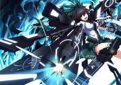 Rule 34 | 1girl, alternate weapon, arm cannon, black hair, bow, breasts, frills, hair bow, looking at viewer, open mouth, purple eyes, radiation symbol, reiuji utsuho, skirt, solo, third eye, touhou, ugume, weapon