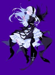 Rule 34 | boots, closed eyes, dress, feathers, flower, lolita fashion, rozen maiden, shirt, simple background, solo, suigintou, ttk211, white background, white shirt, wings