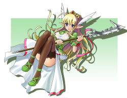 Rule 34 | blonde hair, blush, breasts, crown, full body, head wings, helmet, high heels, katahira masashi, long hair, lying, pointy ears, polearm, see-through, shirt, shoes, solo, spear, taut clothes, taut shirt, thighhighs, valkyrie (vnd), valkyrie no densetsu, weapon, winged helmet, wings
