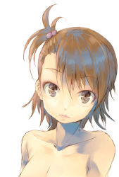 Rule 34 | 1girl, bare shoulders, brown eyes, brown hair, futami ami, idolmaster, idolmaster (classic), lips, looking at viewer, out-of-frame censoring, side ponytail, solo, yae (mono110)