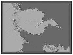 Rule 34 | border, english text, greyscale, island, less, map, map (medium), monochrome, mountain, no humans, ocean, original