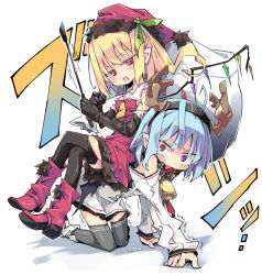 Rule 34 | 2girls, ahoge, antlers, ascot, ball gag, bare shoulders, bell, black gloves, black legwear, blonde hair, blue hair, boots, collar, commentary request, cowbell, crawling, crossed legs, dress, elbow gloves, fang, flandre scarlet, frills, fur trim, gag, gagged, gloves, hair between eyes, hat, holding, holding riding crop, horns, incest, long sleeves, multiple girls, neck bell, noya makoto, open mouth, red eyes, reindeer antlers, remilia scarlet, riding crop, sack, santa hat, shaking, short hair, siblings, side ponytail, simple background, sisters, sitting, skirt, skirt set, sleeveless, tears, thighhighs, touhou, translation request, trembling, wiffle gag