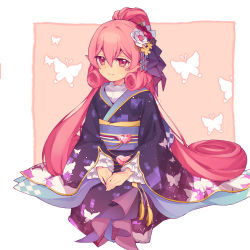 Rule 34 | 1girl, elf, highres, japanese clothes, kimono, neneka (princess connect!), pink eyes, pink hair, pointy ears, princess connect!, prkn yb, tagme