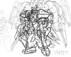 Rule 34 | armored core, armored core: for answer, concept art, from software, full body, mecha, monochrome, no humans, robot, standing