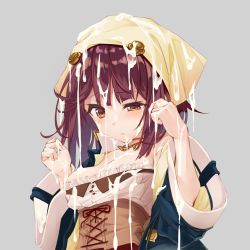 Rule 34 | 1girl, atelier (series), atelier sophie, bad id, bad pixiv id, bare shoulders, blush, breasts, brown eyes, brown hair, corset, cum, happy turn2, jewelry, looking at viewer, medium breasts, necklace, sexually suggestive, short hair, solo, sophie neuenmuller, suggestive fluid, upper body