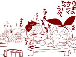 Rule 34 | 4girls, abyssal ship, animal ears, blunt bangs, bowl, chef hat, chibi, chopsticks, cloak, closed eyes, collar, comic, commentary request, cooking, drooling, eating, enemy aircraft (kancolle), fake animal ears, fish, folded ponytail, food in mouth, greyscale, grilling, hachimaki, hair ornament, hairband, happi, hat, headband, holding, holding bowl, holding chopsticks, holding plate, japanese clothes, kantai collection, long hair, long sleeves, mittens, monochrome, multiple girls, nejiri hachimaki, northern ocean princess, northern water princess, open mouth, plate, rabbit ears, rensouhou-chan, rice bowl, sako (bosscoffee), shimakaze (kancolle), sidelocks, sleeveless, smile, translation request, yukikaze (kancolle)