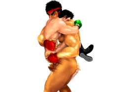 Rule 34 | 2boys, abs, anal, ass, bara, black hair, gakuranman, little mac, male focus, male penetrated, multiple boys, muscular, nintendo, nude, pectorals, penis, punch-out!!, ryu (street fighter), saliva, short hair, size difference, steam, street fighter, super smash bros., sweat, tagme, testicles, yaoi