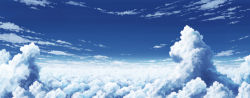 Rule 34 | above clouds, aoha (twintail), blue theme, cloud, day, monochrome, no humans, original, scenery, tagme