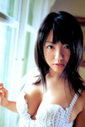 Rule 34 | 1girl, asian, black hair, breasts, cleavage, lingerie, photo (medium), sayaka isoyama, solo, underwear