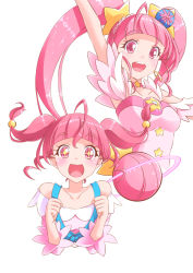 Rule 34 | 1girl, ahoge, choker, commentary request, cure star, dress, earrings, hair ornament, hoshina hikaru, jewelry, long hair, looking at viewer, magical girl, open mouth, pink eyes, pink hair, precure, shiruppo, smile, star twinkle precure, twintails