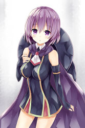 Rule 34 | 10s, 1girl, :o, bare shoulders, belt, black gloves, blush, cape, dress, elbow gloves, fingerless gloves, gloves, hai to gensou no grimgar, hair between eyes, hat, highres, looking at viewer, mizumidori, purple eyes, purple hair, shihoru (grimgar), short hair, simple background, sleeveless, sleeveless dress, snow, solo, witch hat