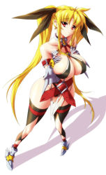 Rule 34 | 00s, 1girl, adapted costume, belt, blonde hair, breasts, choker, fate testarossa, fate testarossa (true sonic form), full body, huge breasts, long hair, lyrical nanoha, mahou shoujo lyrical nanoha, mahou shoujo lyrical nanoha strikers, nekomamire, red eyes, shadow, solo, thighhighs, twintails, very long hair