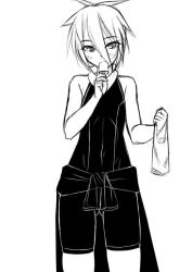 Rule 34 | 1girl, food, greyscale, looking at viewer, meian, monochrome, myouan, original, popsicle, shirakami itsuki, simple background, sketch, solo, white background