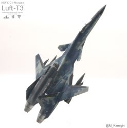 Rule 34 | absurdres, ace combat, ace combat 7: skies unknown, adfx-01 morgan, airborne laser, aircraft, airplane, artist request, cannon, commentary, directed-energy weapon, energy, energy cannon, energy weapon, fighter jet, forward-swept wing, highres, jet, laser cannon, military, military vehicle, model kit (medium), no humans, prototype design, tactical laser system, unconventional media, vehicle focus, zoisite (ace combat)