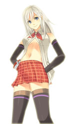 Rule 34 | 10s, 1girl, alisa ilinichina amiella, blue eyes, boots, female focus, god eater, long hair, simple background, skirt, smile, solo, thigh boots, thighhighs, white background