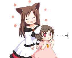 Rule 34 | ..., 2girls, :&lt;, :d, ^ ^, aesop&#039;s fables, animal ears, bebeneko, brooch, brown hair, carrot necklace, closed eyes, dress, eyebrows, closed eyes, fang, floppy ears, flower, folklore, imaizumi kagerou, inaba tewi, jewelry, long hair, long sleeves, multiple girls, necklace, open mouth, pink dress, pink eyes, rabbit ears, rabbit tail, short hair, short sleeves, smile, tail, the boy who cried wolf, touhou, triangle mouth, wide sleeves, wolf ears