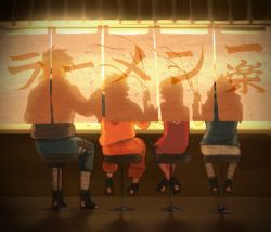 Rule 34 | 1girl, 3boys, confetti, haruno sakura, hatake kakashi, kuu (satoshilove), multiple boys, naruto, naruto (series), shadow, silhouette, sitting, team 7 (naruto), uchiha sasuke, uzumaki naruto