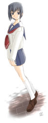 Rule 34 | 1girl, original, pleated skirt, school uniform, serafuku, simple background, skirt, socks, solo, tsuina, white background