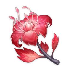 Rule 34 | artist request, commentary, english commentary, flower, game cg, genshin impact, item, item focus, leaf, lowres, no humans, official art, petals, plant, red theme, still life, third-party source, transparent background, twig