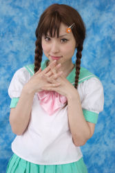 Rule 34 | braid, character request, cosplay, nina, photo (medium), school uniform, serafuku, source request, twin braids