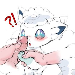 Rule 34 | 1boy, absurdres, afterimage, alolan form, alolan vulpix, bestiality, blue sclera, blush, colored sclera, creatures (company), disembodied hand, disembodied penis, ear wiggle, erection, game freak, gen 7 pokemon, hand up, highres, holding hands, imminent fellatio, looking up, motion lines, nintendo, nose blush, open mouth, penis, penis on face, pokemon, pokemon (creature), precum, red leopard, short hair, simple background, sitting, sketch, solo focus, uncensored, upper body, veins, veiny penis, white background, white eyes, white hair