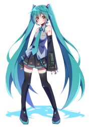 Rule 34 | 1girl, absurdres, aosaki yato, aqua eyes, aqua hair, aqua nails, aqua necktie, bare shoulders, belt, black footwear, black skirt, black sleeves, black thighhighs, boots, closed mouth, commentary, derivative work, detached sleeves, full body, grey shirt, hair ornament, hatsune miku, headphones, headset, highres, long hair, looking at viewer, miniskirt, nail polish, necktie, pleated skirt, shadow, shirt, shoulder blush, shoulder tattoo, simple background, skirt, sleeveless, sleeveless shirt, sleeves past wrists, smile, solo, standing, tattoo, thigh boots, thighhighs, twintails, very long hair, vocaloid, vocaloid boxart pose, white background, zettai ryouiki