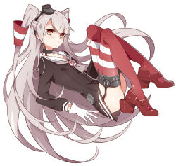Rule 34 | 10s, 1girl, amatsukaze (kancolle), brown eyes, gloves, kantai collection, long hair, sharlorc, silver hair, solo, twintails, two side up, uniform, white background