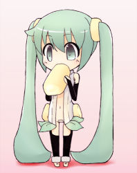 Rule 34 | 1girl, anklet, barefoot, bridal gauntlets, cake, chibi, eating, eyebrows, food, green eyes, green hair, hatsune miku, hatsune miku (append), jewelry, long hair, lowres, maebari, matching hair/eyes, navel, open clothes, open shirt, pon (pixiv 61434), pon (shind 997), shirt, solo, thighhighs, toeless legwear, toes, twintails, very long hair, vocaloid, vocaloid append