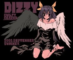 Rule 34 | 1girl, arc system works, asymmetrical wings, blue hair, dizzy (guilty gear), dress, guilty gear, red eyes, solo, sumi hei, sumihey, transparent background, wings