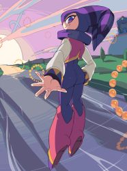 Rule 34 | androgynous, captain kirb, colored skin, eyelashes, gender request, hat, highres, jester, jester cap, looking at viewer, looking back, nights (character), nights into dreams, outstretched arm, reaching, sega, smile, solo, white skin