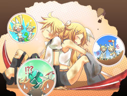 Rule 34 | 1boy, 1girl, ?, blonde hair, brother and sister, detached sleeves, kagamine len, kagamine rin, nao (flake), o o, short hair, shorts, siblings, snake, surprised, twins, vocaloid, | |