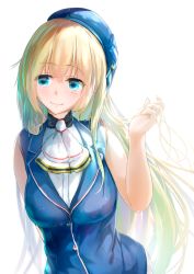 Rule 34 | 10s, 1girl, arm behind back, atago (kancolle), bare arms, blonde hair, blue eyes, blue hat, hat, kantai collection, long hair, simple background, smile, solo, white background, wingheart