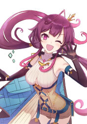 Rule 34 | 1girl, absurdres, atelier (series), atelier sophie, atelier sophie 2, blush, breasts, cape, cowboy shot, crown, gloves, highres, jewelry, leotard, long hair, looking at viewer, low twintails, medium breasts, mini crown, one eye closed, open mouth, ramizel erlenmeyer, simple background, smile, solo, standing, thighhighs, twintails, white background, yaminava