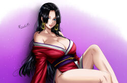 Rule 34 | 1girl, absurdres, boa hancock, breasts, brnn, cleavage, highres, large breasts, long hair, one piece, solo