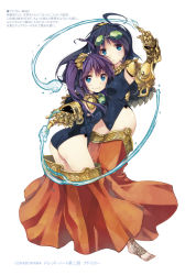 Rule 34 | 2girls, :o, ahoge, ass, barefoot, blue eyes, clothes pull, detached pants, full body, gauntlets, goggles, goggles around neck, goggles on head, hair ornament, highres, hug, hydrokinesis, long hair, looking at viewer, magic, multiple girls, nanaroku (fortress76), one-piece swimsuit, original, purple hair, school swimsuit, siblings, side ponytail, simple background, sisters, skirt, skirt pull, standing, swimsuit, tattoo, water, white background