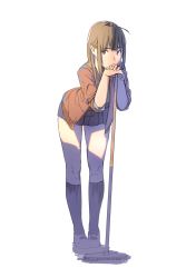Rule 34 | 1girl, absurdres, bad id, bad pixiv id, black skirt, black socks, broom, brown eyes, brown hair, covered mouth, feet together, fuyuno kamome, highres, kneehighs, leaning forward, leaning on broom, leaning on object, legs, loafers, long hair, looking at viewer, matching hair/eyes, original, ouchikaeru, own hands together, pleated skirt, shade, shadow, shoes, simple background, sketch, skirt, sleeves rolled up, socks, solo, standing, straight hair, sweater, thighs, white background