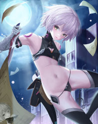 Rule 34 | 1girl, absurdres, bandages, bandaged arm, bandages, black bra, black footwear, black panties, boots, bra, breasts, cameltoe, cleavage cutout, clothing cutout, scar on face, fate/apocrypha, fate (series), full moon, green eyes, highres, holding, holding knife, jack the ripper (fate/apocrypha), knife, looking at viewer, moon, navel, nekobell, night, outdoors, panties, scar, scar on cheek, scar on face, short hair, silver hair, sky, small breasts, solo, tattoo, thigh boots, thighhighs, underwear