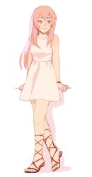 Rule 34 | 1girl, birdy cephon altera, blue eyes, breasts, casual, closed mouth, dress, highres, long hair, multicolored hair, pink hair, simple background, smile, solo, tetsuwan birdy decode, third-party source, white background, white hair