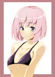 Rule 34 | 1girl, bad id, bad pixiv id, bikini, breasts, original, pink hair, short hair, smile, solo, swimsuit, wakaba sprout