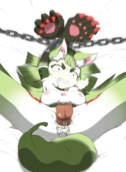 Rule 34 | 10s, 1girl, angry, animal ears, anus, ass, breasts, censored, chain, choker, claws, clenched teeth, constricted pupils, corset, cum, drooling, eyebrows, fangs, gen&#039;ei wo kakeru taiyou, green hair, kurami (kurami 0), large breasts, long hair, monster girl, nipples, pussy, rape, red eyes, restrained, sex, short eyebrows, tail, tattoo, teeth, thick eyebrows, tsukuyomi luna, vaginal